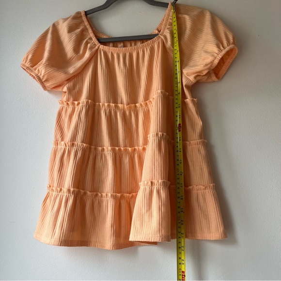🌼 5/$25 Girls Plus Tiered Ruffle Peplum Top Short Sleeve Orange Size L 10/12 - Picture 9 of 9